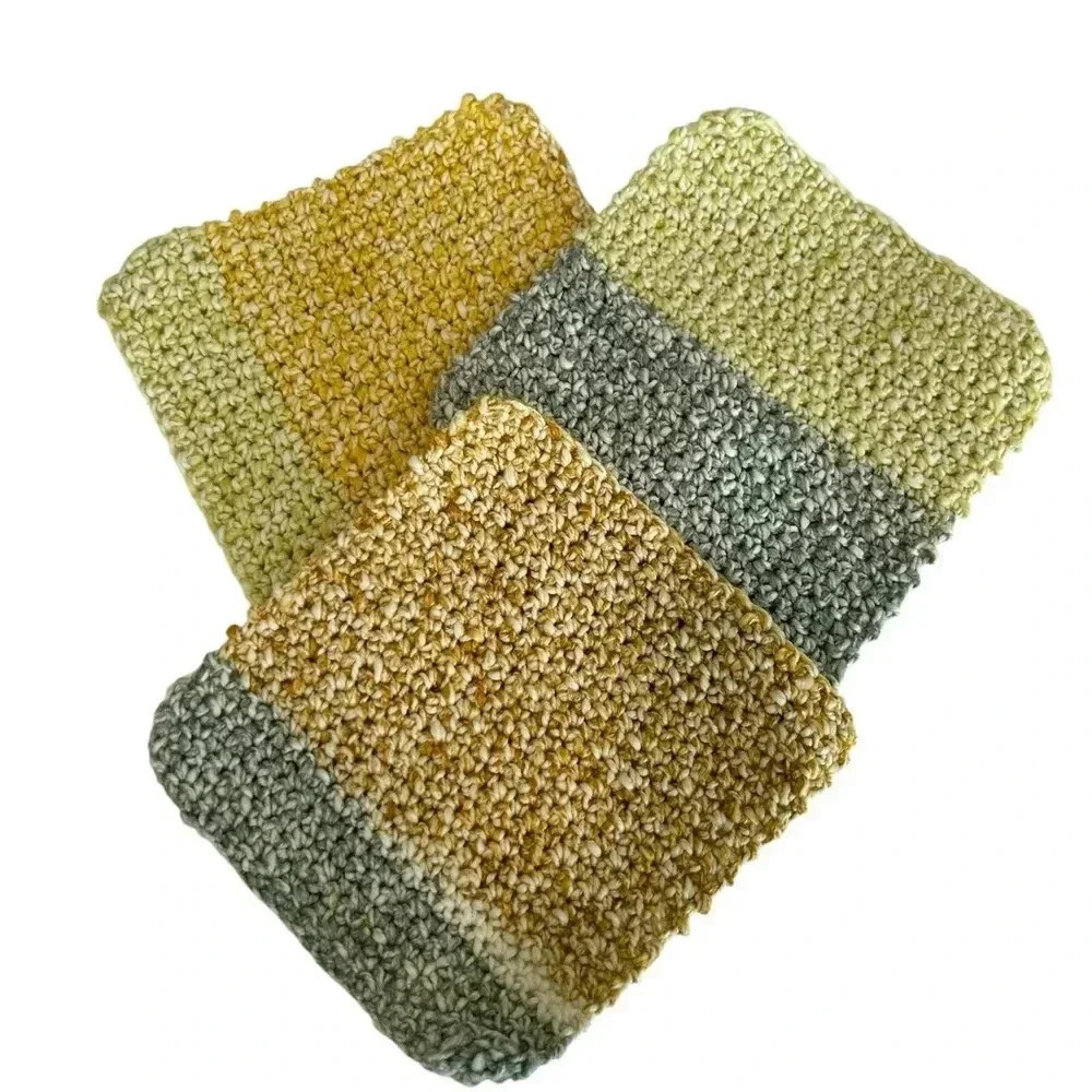 Hand Crocheted Washcloth/Dishcloth - Set of 3